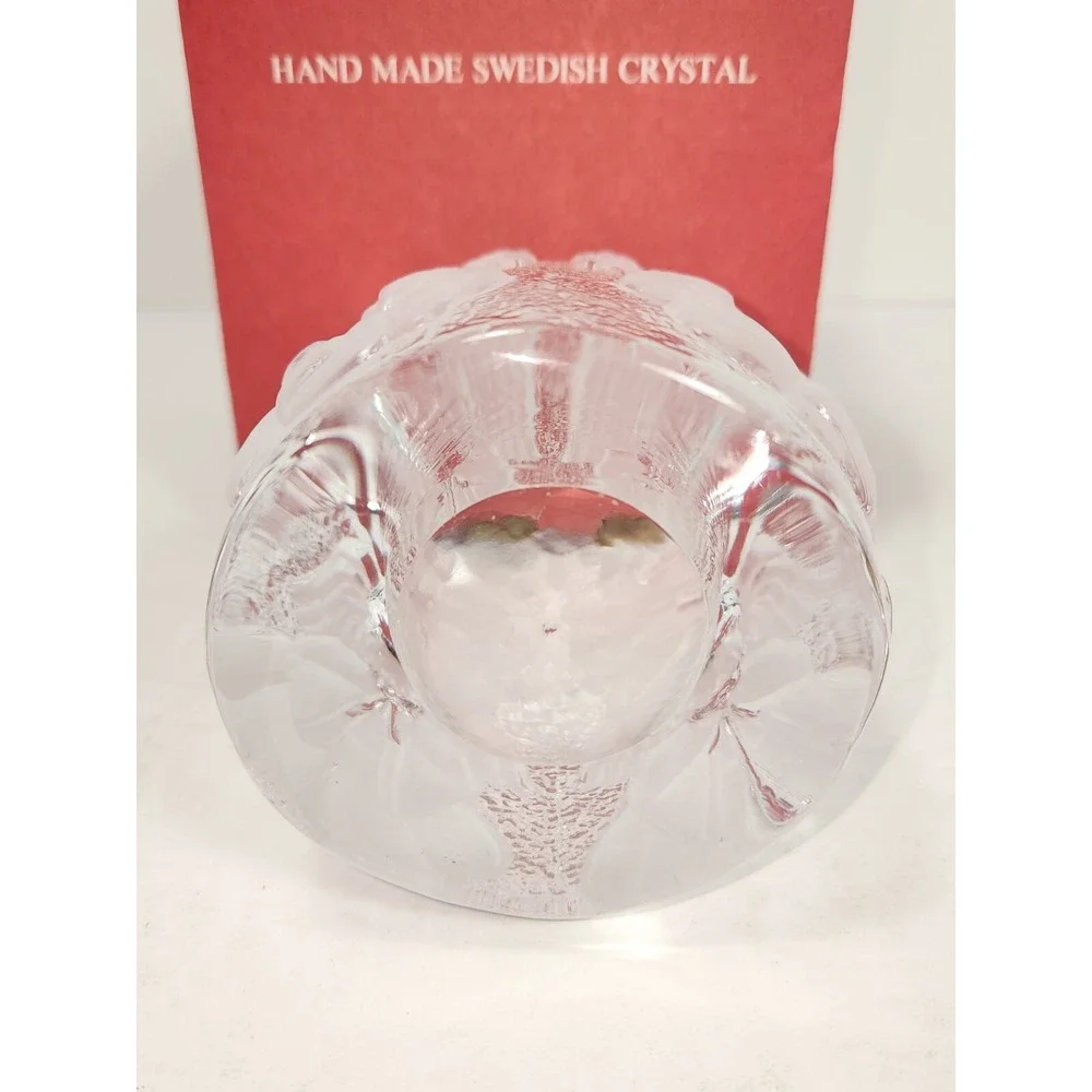 Vintage Nybro Crystal Glass Angels Candle Holder Hand Made in Sweden Scandinavia